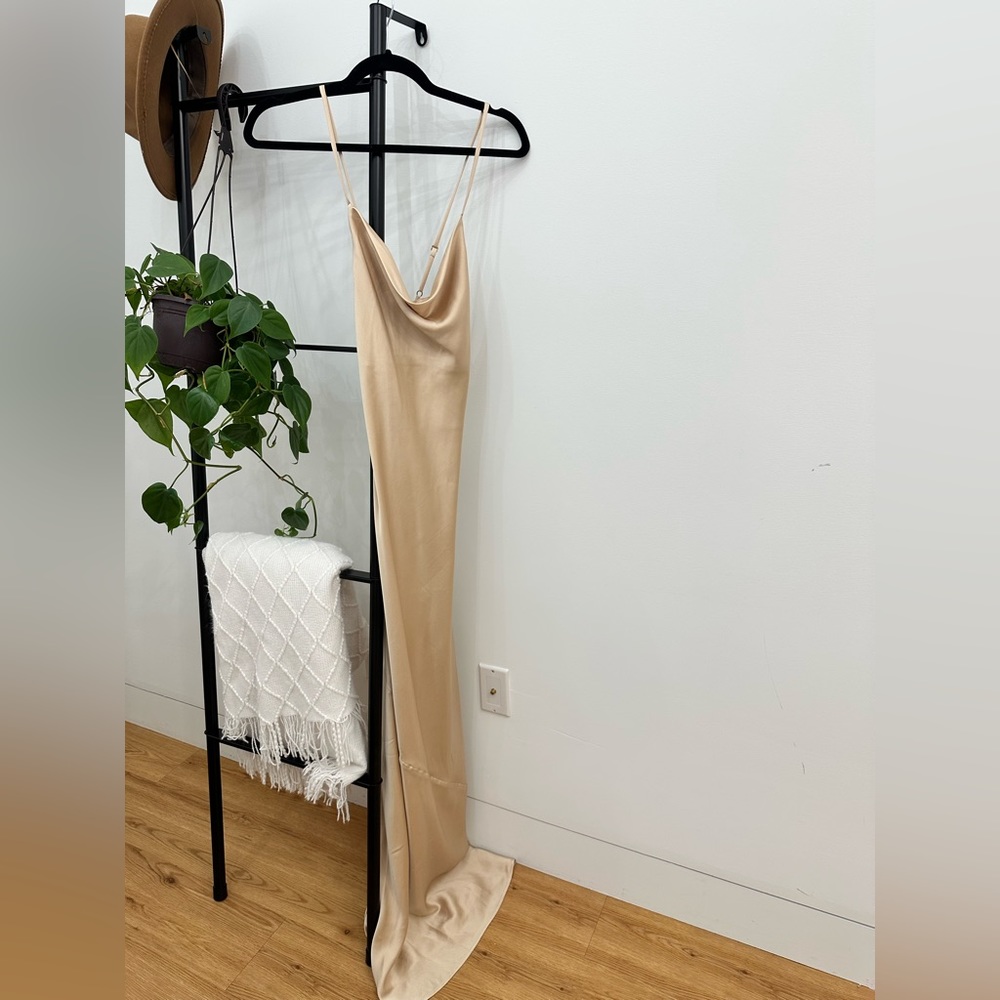 Show me your mumu nude satin bridal collectible slip dress, new with tags